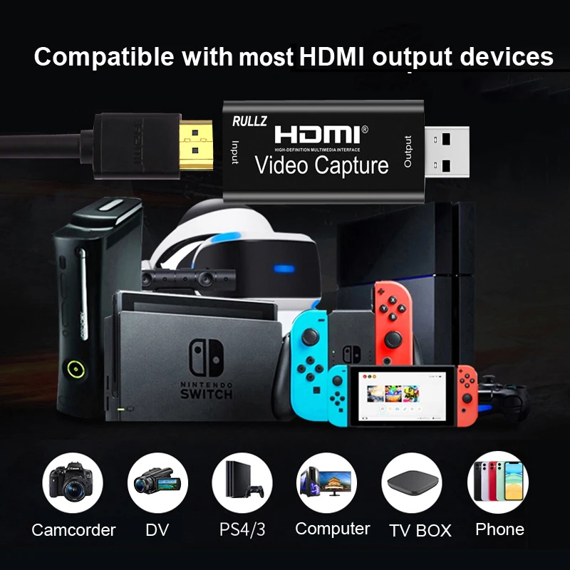 Карта видеозахвата Rullz 4K USB 2 0 3 HDMI для телефона игры обучения записи видео доска
