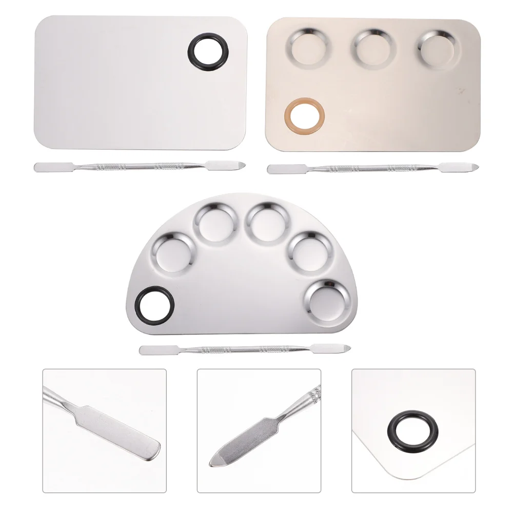 

3 Sets Nail Art Color Palettes Nail Makeup Palettes Nail Makeup Tools Silver