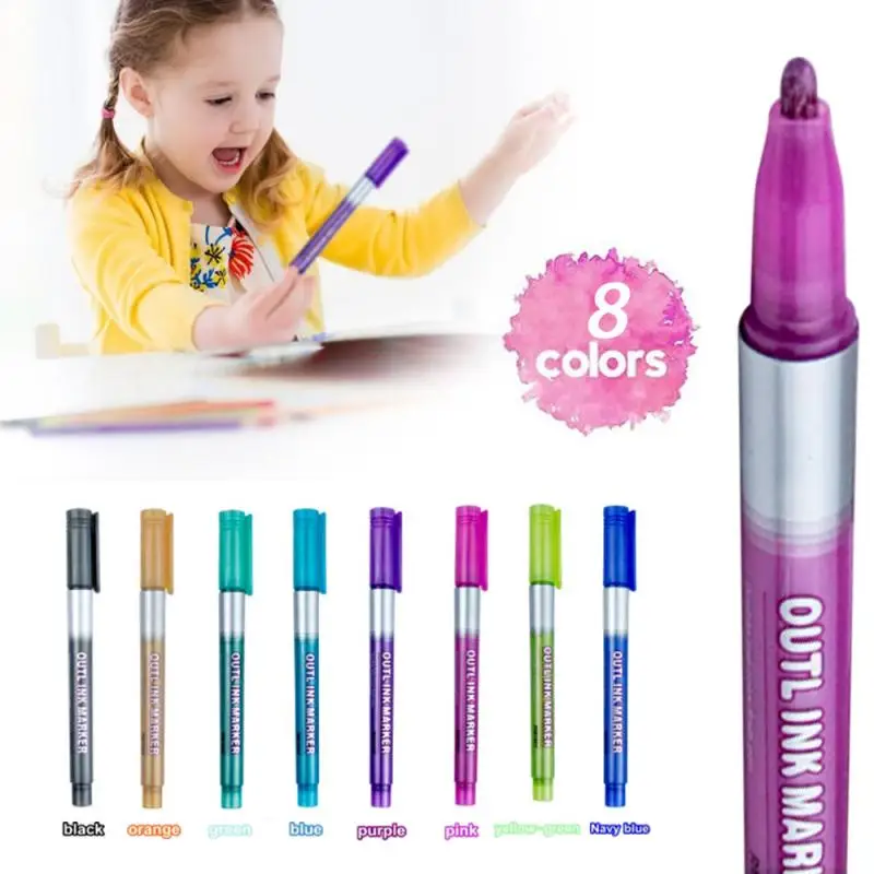 

Двухцветная ручка, 8 цветов, Рождественская ручка, маркер мечты для детей и взрослых, для рисования, подписи, цветной журнал