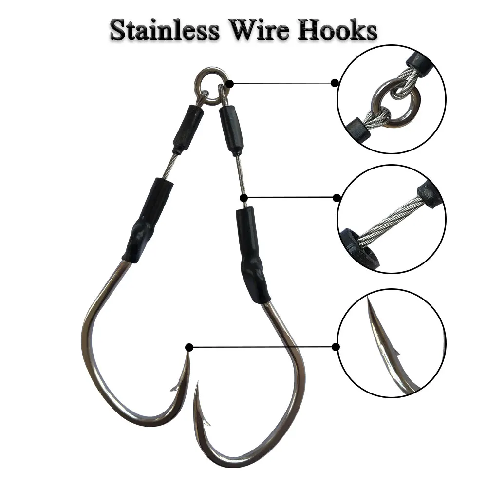 Atsuim BKK Carbon Stainless Wire Fishing Hooks Jig Lure Hooks Slow Fast Jigging Double Barbed Assist Hooks Fishing Accessories enlarge