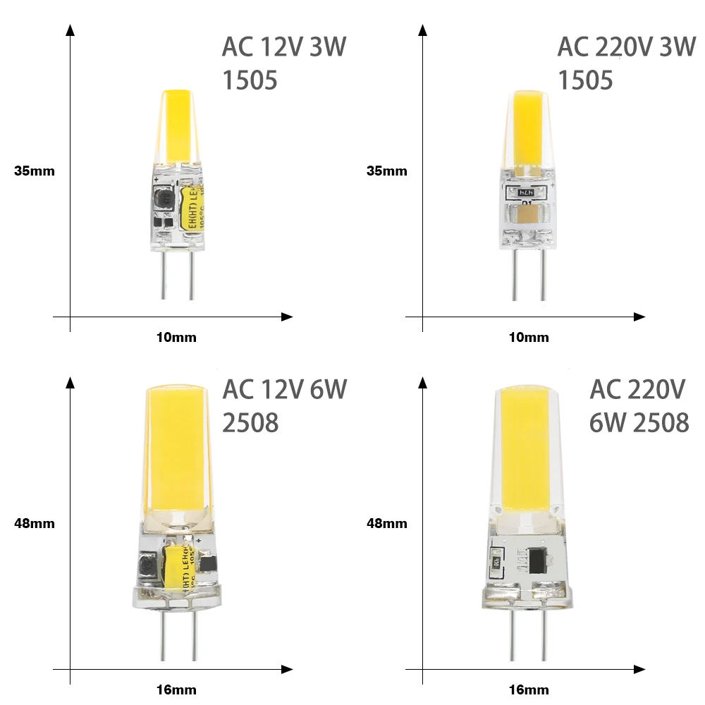 10 шт. светодиодный G4 COB лампа AC DC 12V 220V мини затемнение Светодиодный лампада