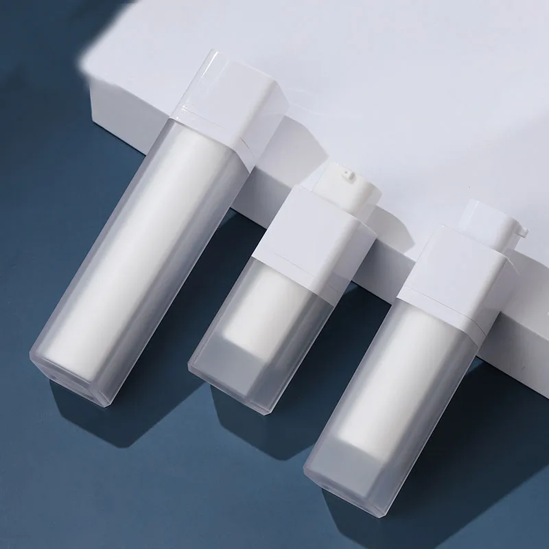 30 мл квадратная матовая Поворотная безвоздушная бутылка с белым насосом для