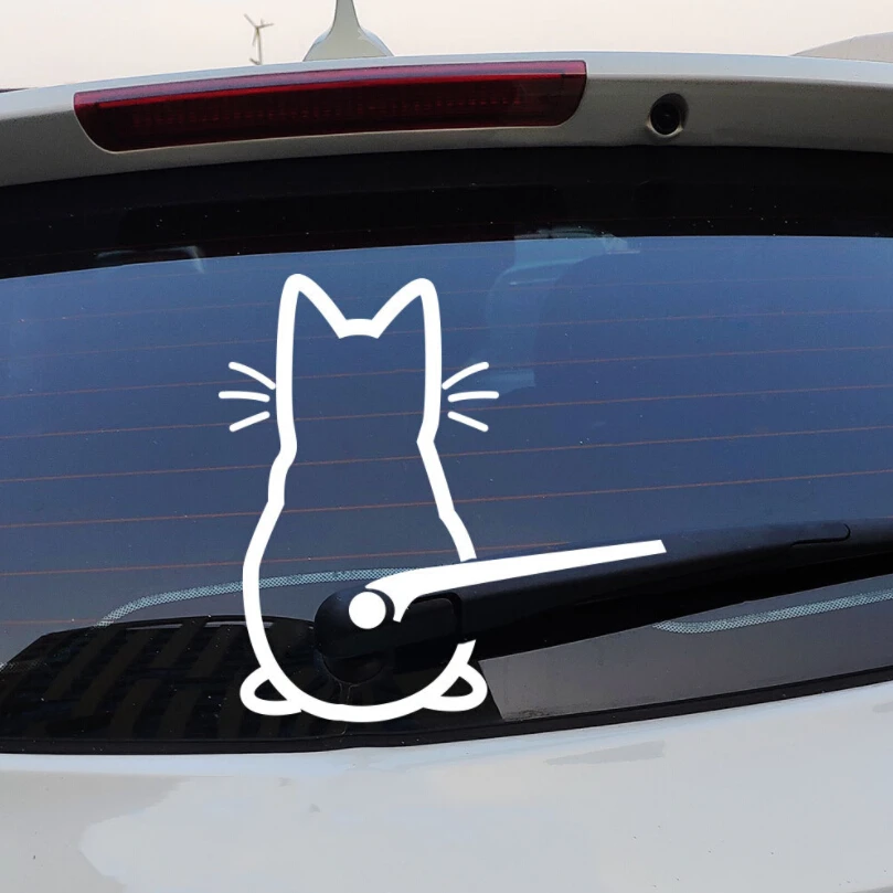 Наклейка с изображением милого кота декоративное заднее стекло для кузова Toyota