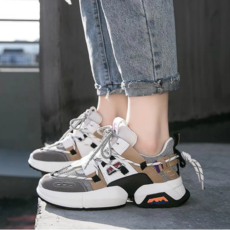 Женские кроссовки для бега 2019 всесезонные Дышащие Модные на платформе легкая