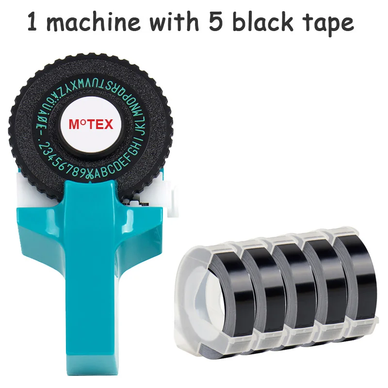 Небесно-Голубой MoTex E101 принтер мини DIY Ручная Совместимость для dymo 3D тиснение ручная лента ручная машинка надпись машина - Цвет: machine add 5 black