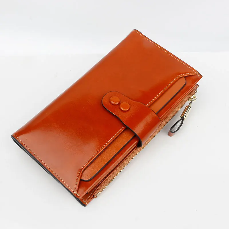 Ladies Genuine Leather Clutch Bag, Woman Credit Card Bag, Large Capacity Ladies RFID Wallet