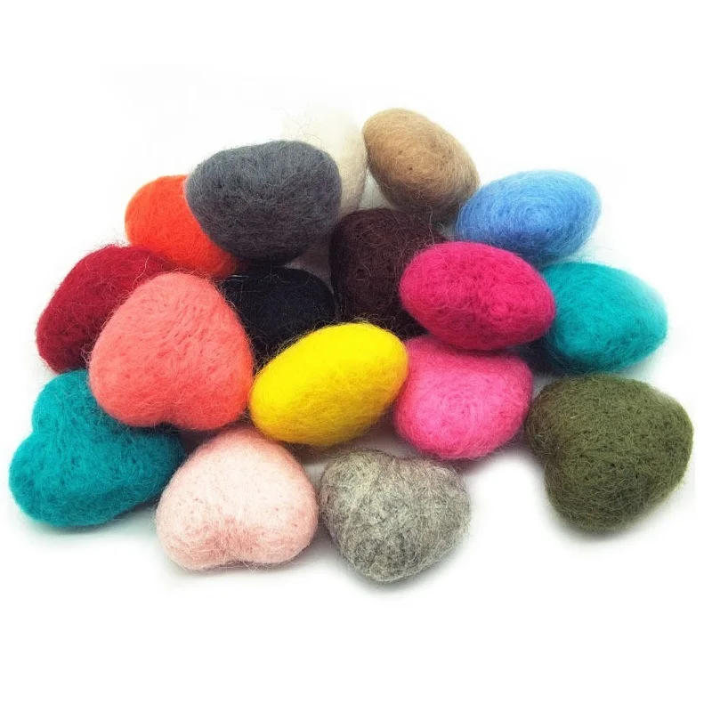 10 шт. DIY смешанных цветов сердце ремесло войлок для детей шерсть валяния ручной
