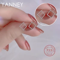 yanney silver color fashion simple geometric diamond stud earrings woman temperament all match jewelry
