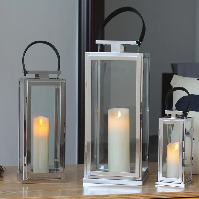 Большой серебряный подсвечник в скандинавском стиле металлическая ветровая