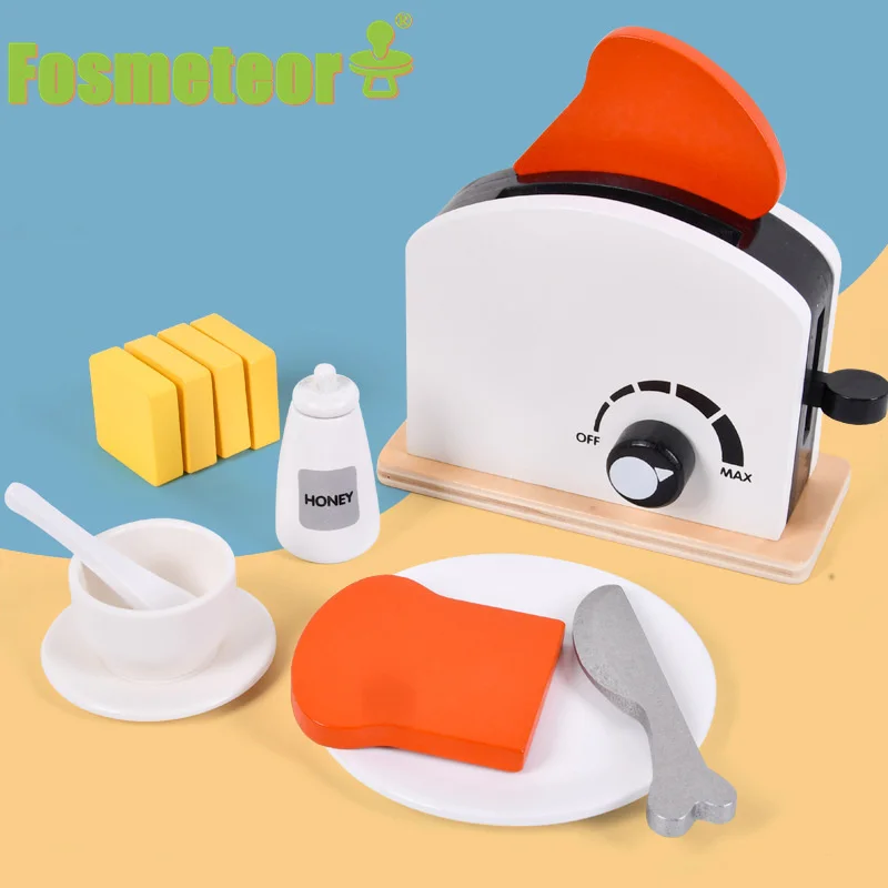 

Fosmeteor новый образовательный Детский развивающий деревянный игрушечный кухонный набор кухонная утварь черно-белая хлебопечка игрушки