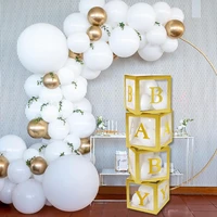 boy girl baby shower decor diy gold transparent name age box birthday party decor kids supplies babyshower christening