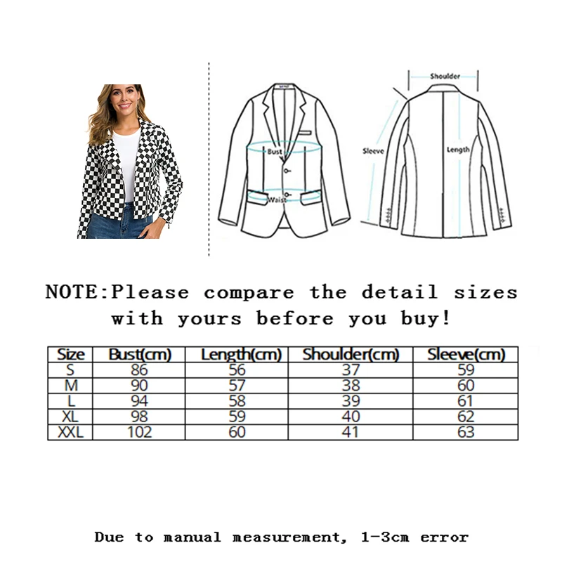 

Vangull 2021 New Women Checkerboard Jackets Autumn Cotton Black White Plaid Jackets Streetwear Coats Zipper Female Checkered Top