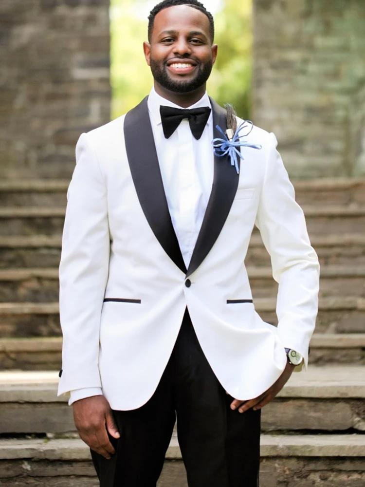 

Wedding Tuxedos White Groom Wear 2021 Wool Bleed Men Suits Tailor Hand