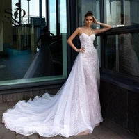 sodigne vintage mermaid wedding dress sexy sweetheart lace appliques 2 in 1 bridal dress detachable skirt wedding gowns