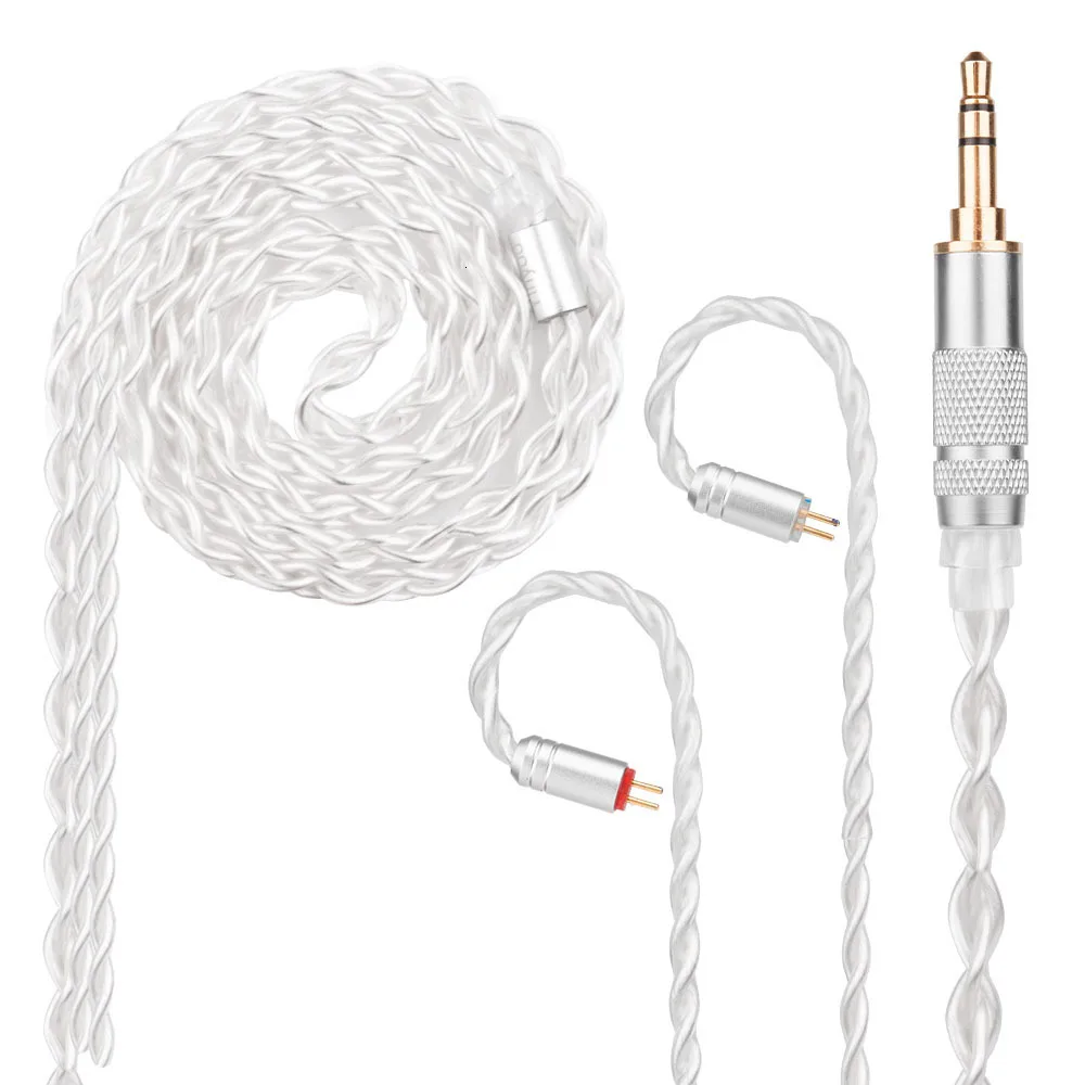 HOT! Yinyoo 7N Pure Silver Cable 2.5/3.5/4.4mm Balanced Cable With MMCX/2pin Connector For LZ AS10 ZS10 C10 C16 C12 V80 V90