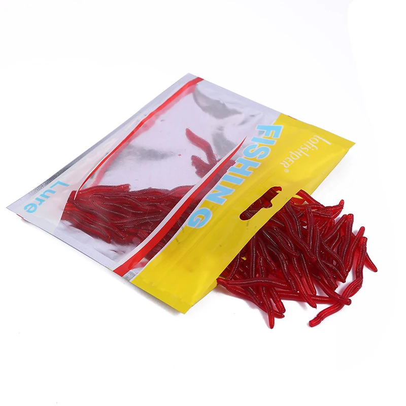 

100pcs/lot Soft grubs Fishing Simulation Artificial Earthworm Fishing Lure Tackle Lifelike Smell Trout Lures Sea Fishing Catfish