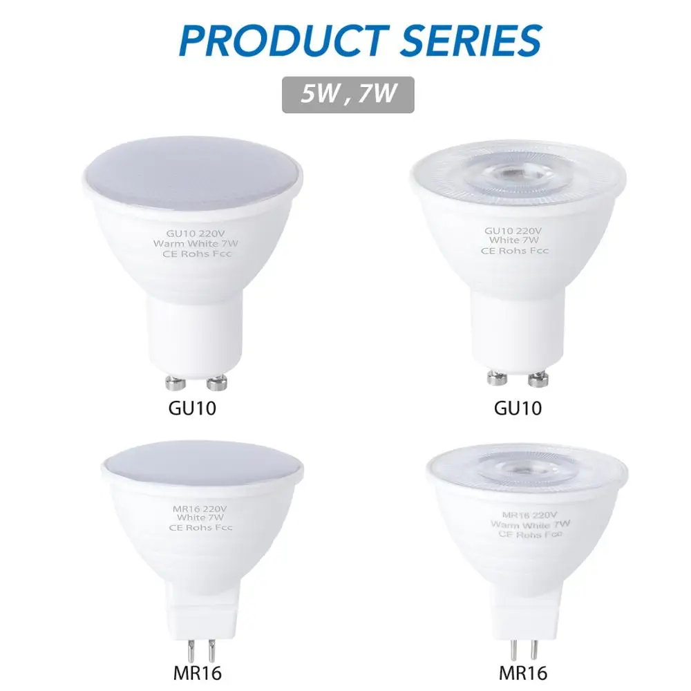 

LED Lighting E27 E14 MR16 GU5.3 GU10 Lampada LED Bulb 2835 5W 7W 220V Bombilla LED Lamp Spotlight Lampada Spot Light Table Lamp