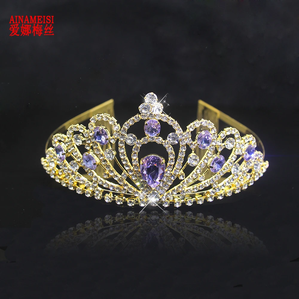 AINAMEISI, 5 цветов, Кристальные диадемы, аксессуары для волос, золотые, серебряные короны, головной убор для девочек, модная свадебная корона, украшения для волос