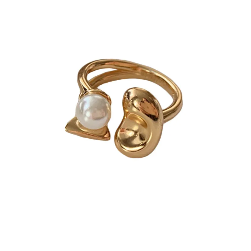 

Ins net red Korean petal pearl ring fashion personality metal food ring European and American Jewelry Ring