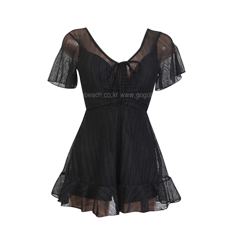 Купальник женский сплошной с юбкой-канья |