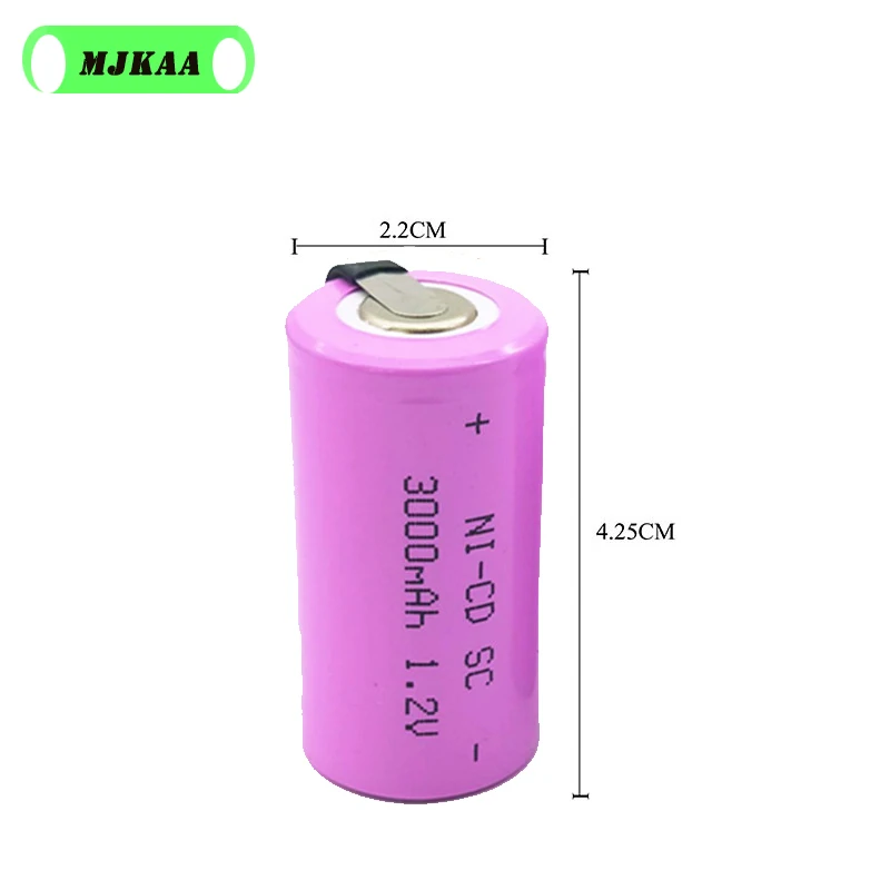 10 шт SC 1,2 V 3000MAH аккумуляторная батарея 4/5 SC Sub C Ni-cd ячейка со сварочными вкладками для электрической дрели шуруповерт