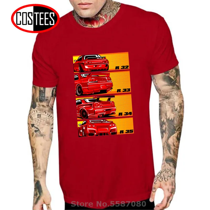 

GT-R Booty Compilation back view T shirts men Professional Race car tshirt vintage Roadster T-shirt JDM automotive supercar Tees
