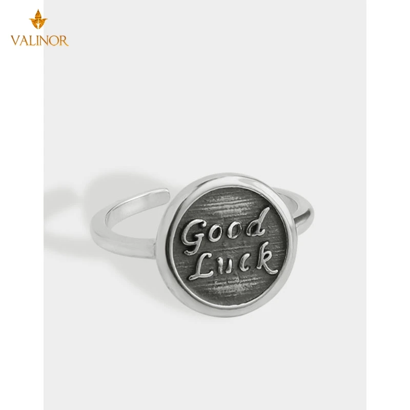 

Простой ретро кольца с буквами Женская указательный палец 925 пробы серебро