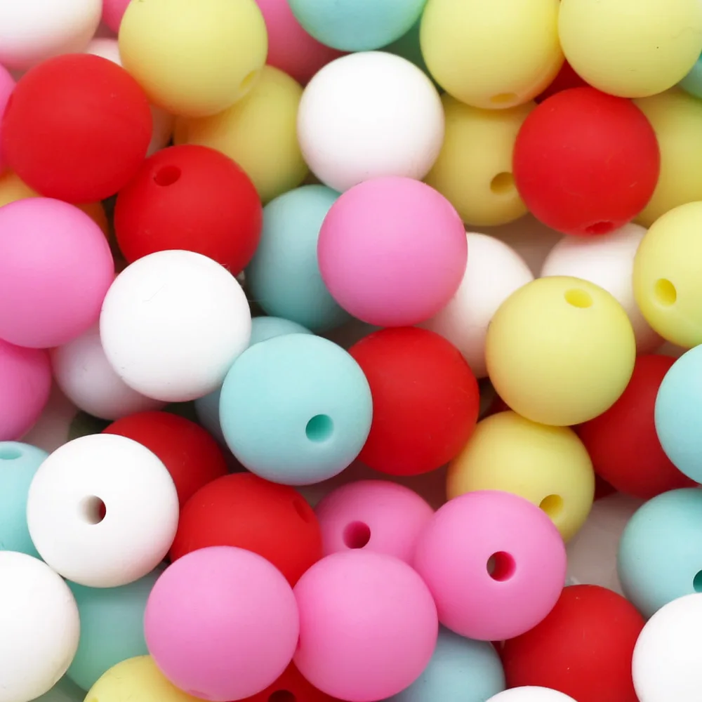 Cute-idea  9mm 500pcs Silicone Beads Round Baby Teether Eco-friendly BPA Free Baby Teething Pacifier Chain Bead silicone rodents