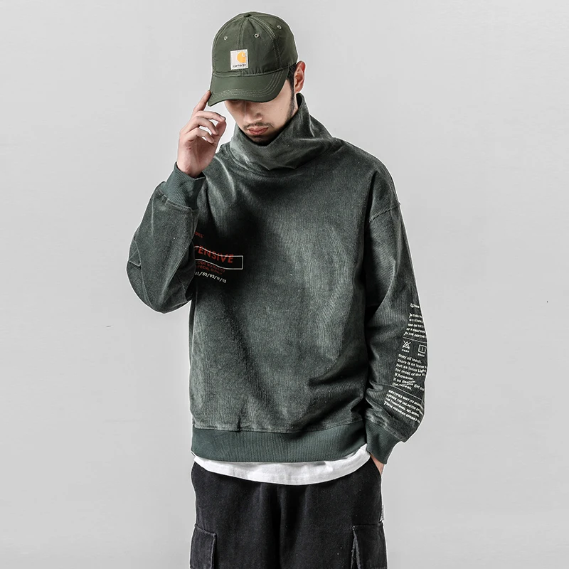 Осень 2019 новая Корейская версия Свободный пуловер с высоким воротником и принтом