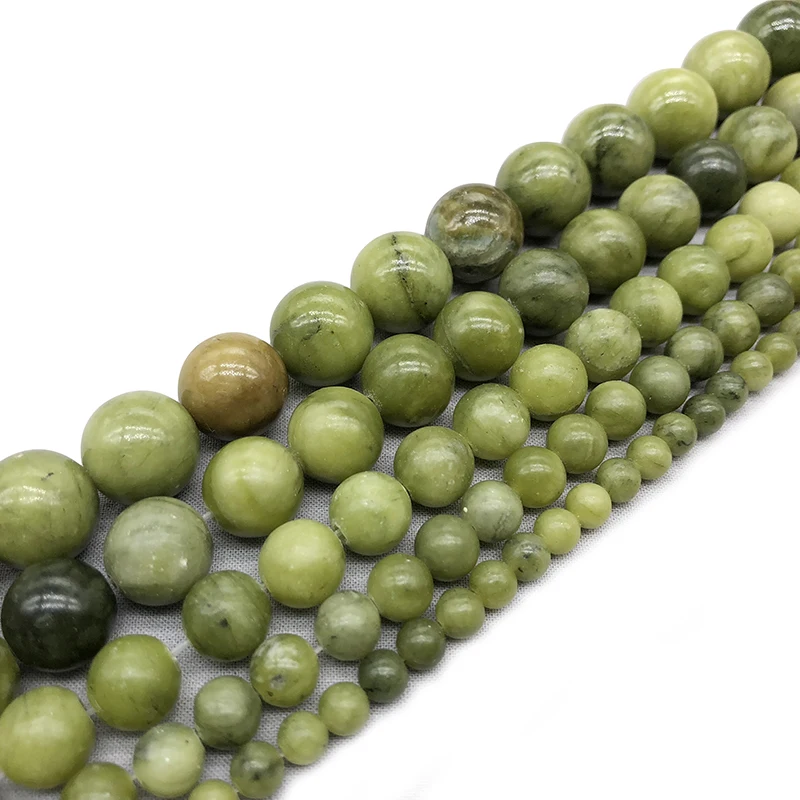 

Natural Light Green Lace Jades Gem Stone Beads 15" Strand 4 6 8 10 12mm Pick Size For Jewelry Making DIY Bracelet Necklace