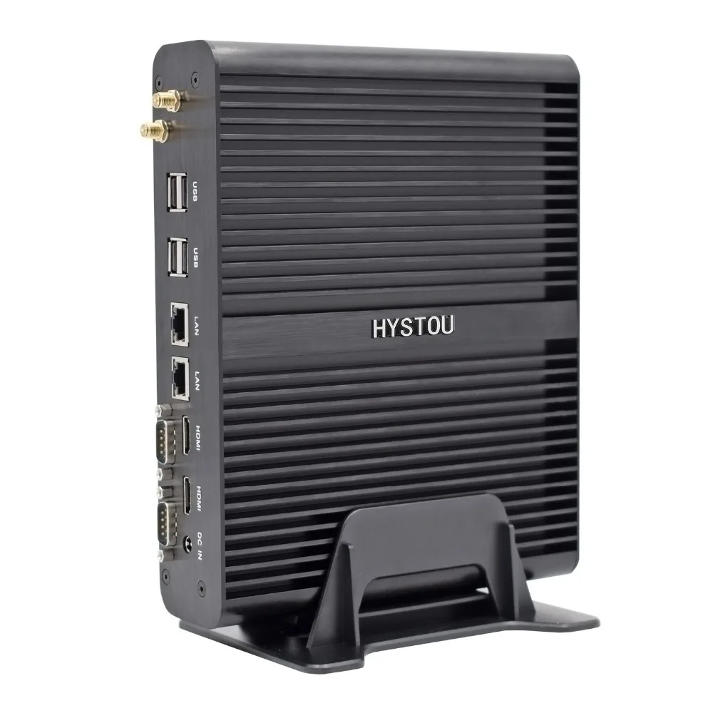 HYSTOU безвентиляторный мини ПК компьютер Intel Core i7-5500U 4 Гб+ 128 ГБ 300 м Wifi 2* COM HDMI SD карта для Windows 7/8/10/Linux
