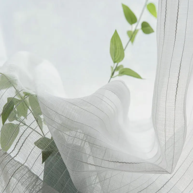 Современный белый тюль полосатые шторы для Гостиная украшения в Корейском стиле