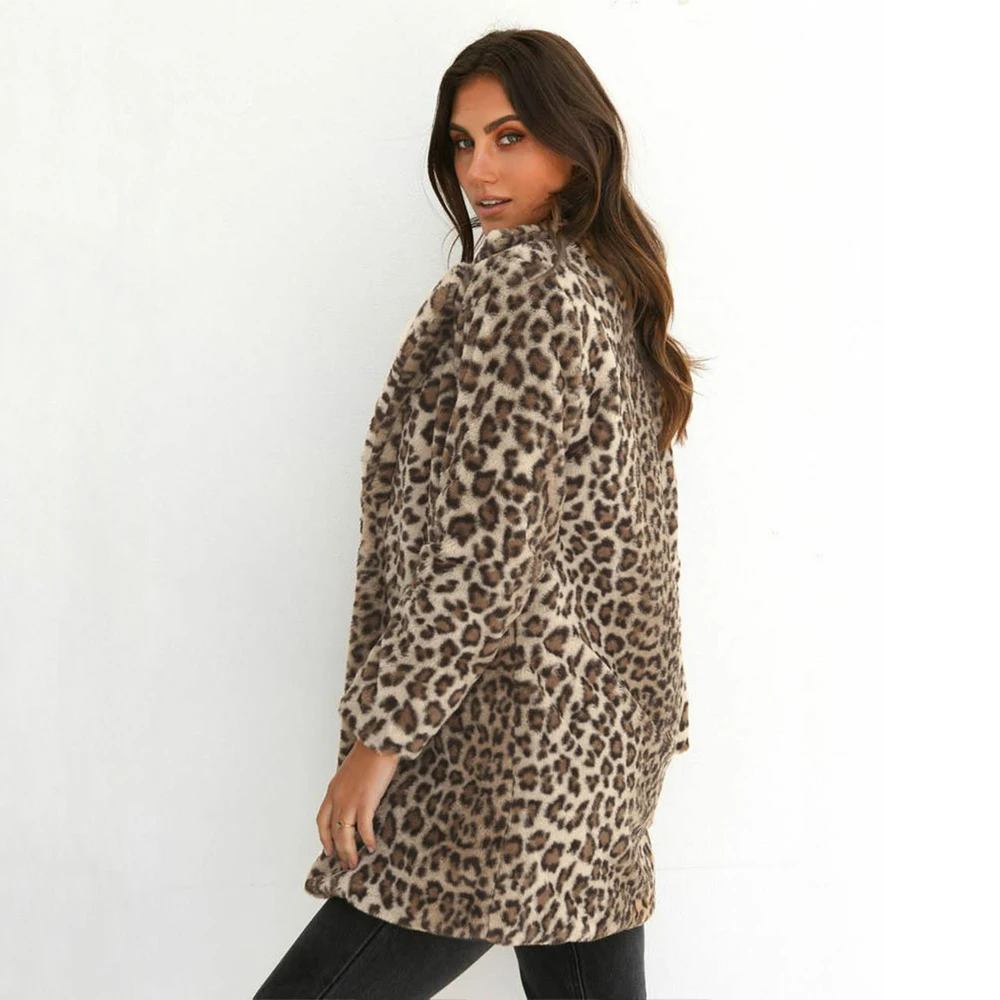 Женский леопардовый пушистый флисовый кардиган джемпер с капюшоном Клубная