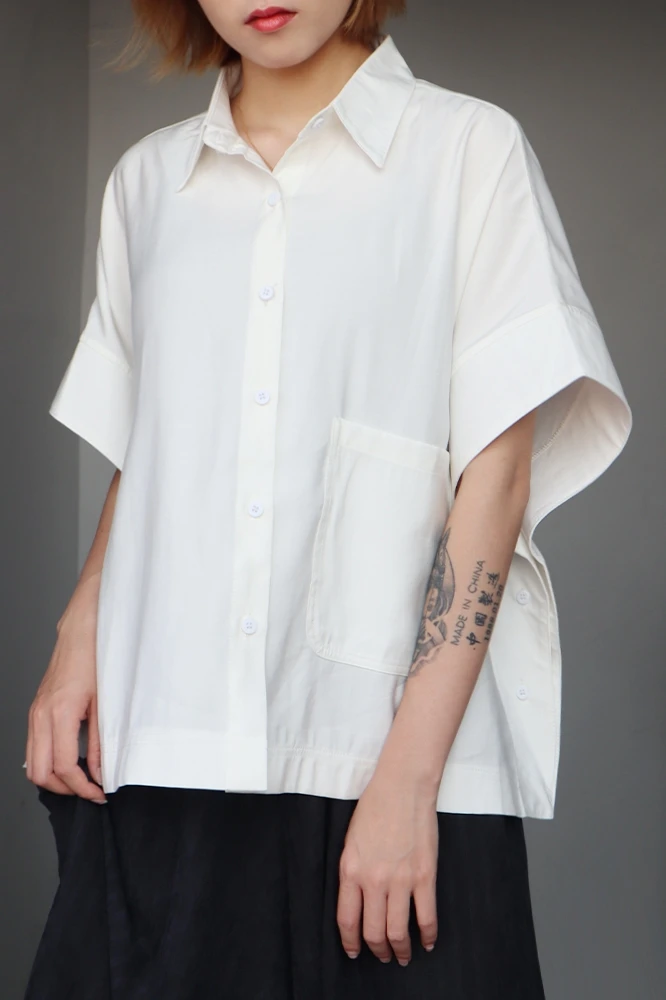 

VANOVICH Bat Sleeve Shirt Women New Summer and Spring 2021 Ladies Blouses and Tops Fashion Solid Color Cotton Women Clothing