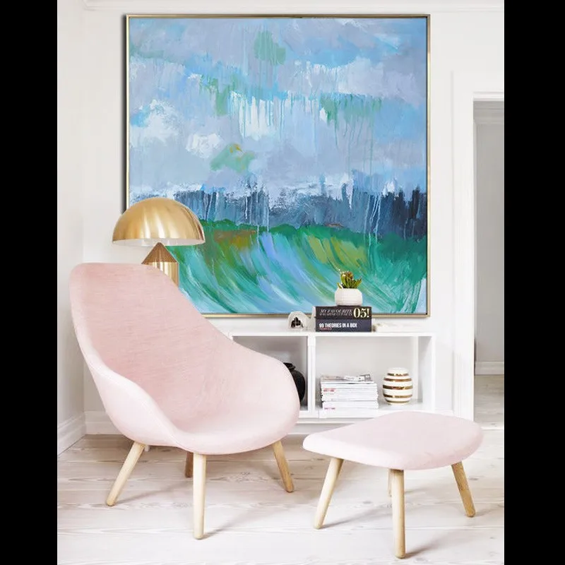 

100% ручная работа, современное искусство, размер, украшение на стену, абстрактный синий, зеленый, желтый, серый, холст, картина маслом, Настенная картина