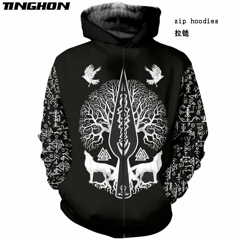 

XS-7XL Viking Tattoo 3D All Over Printed Shirts Tees 3D Print Hoodie/Sweatshirt/Zipper Man Women eagle cross Tattoo 14