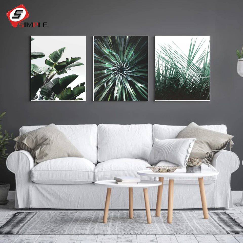 Настенная Картина на холсте тропический банан трава лист кактус холст принты и