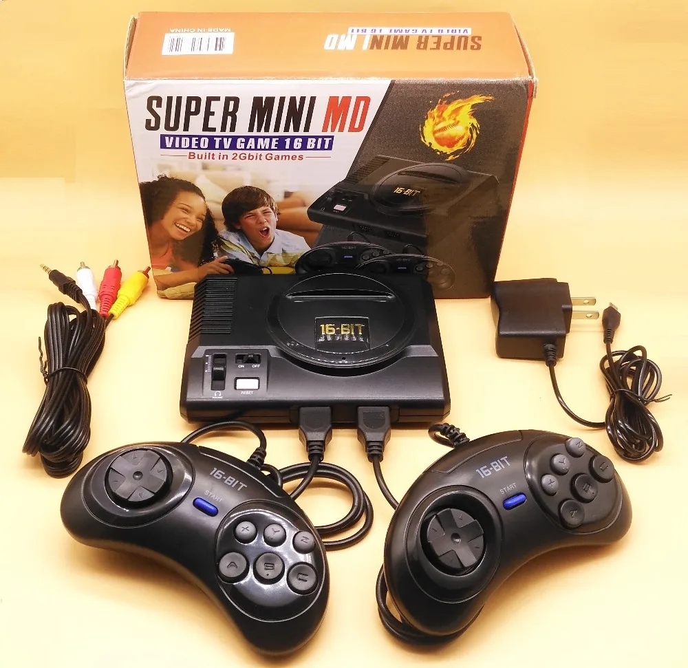 Новинка Ретро Мини ТВ Видео игровая консоль для sega MegaDrive 16 бит игры с 208 различных встроенных игр два геймпада AV Out