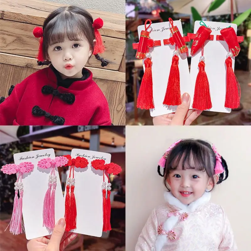 

LZZ-Girls New Year Tassel Hairpin Headband Hanfu Hairband Hair Accessories