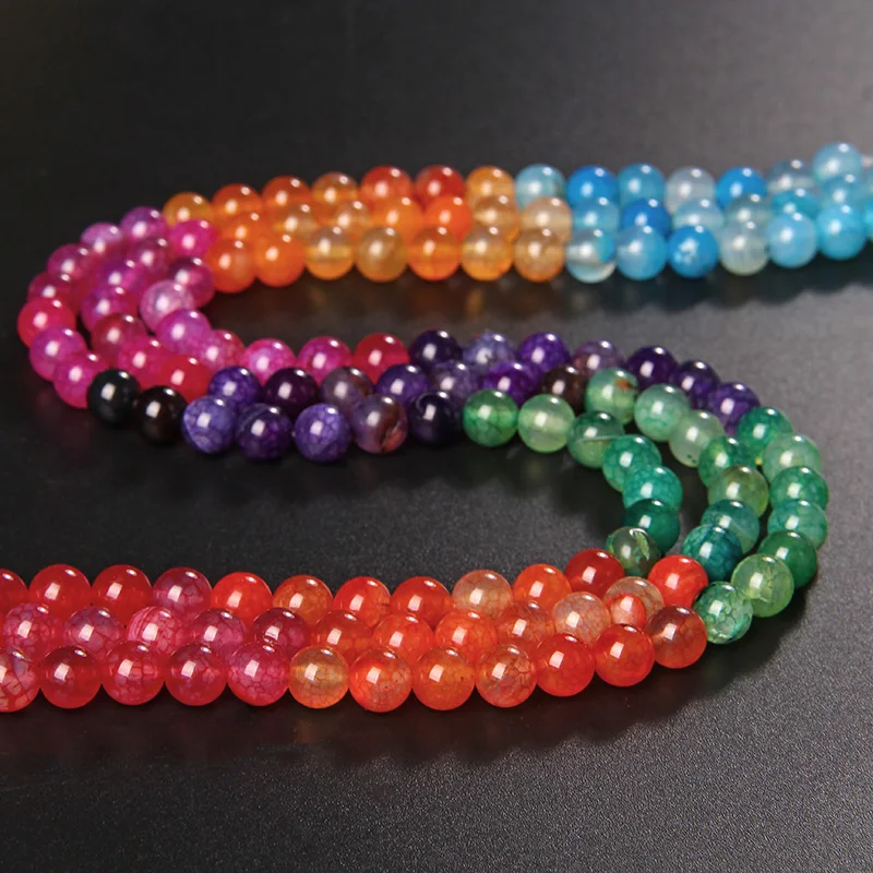 

Natural Mixed Dragon Veins Agat Stone Beads Tourmaline Round Bead For Jewelry Making 6-10 MM DIY 7 Chakras Jewelry Accessories