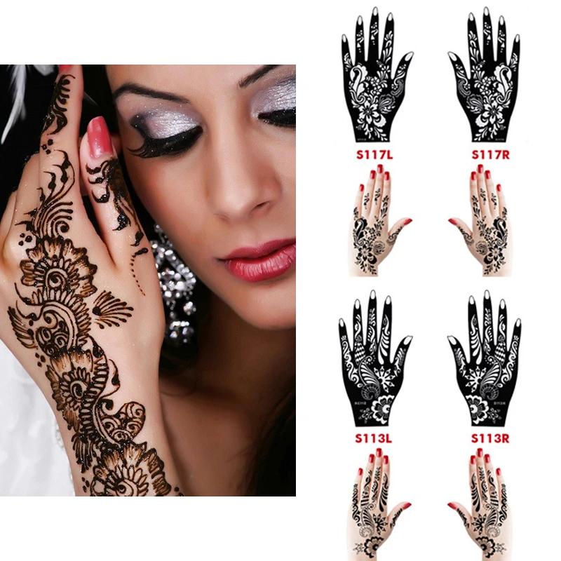 Профессиональный трафарет для татуировки хной временные ручной боди-арт Стикеры