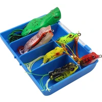 new 6pcs box 6colors different types of topwater frog hollow bait with tackle box bait fishing tackle set frog baits bait