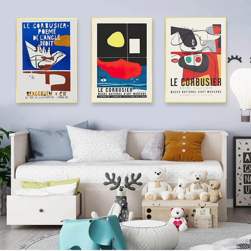 Век современное настенное Искусство Холст Живопись Декор Le Corbusier выставочный