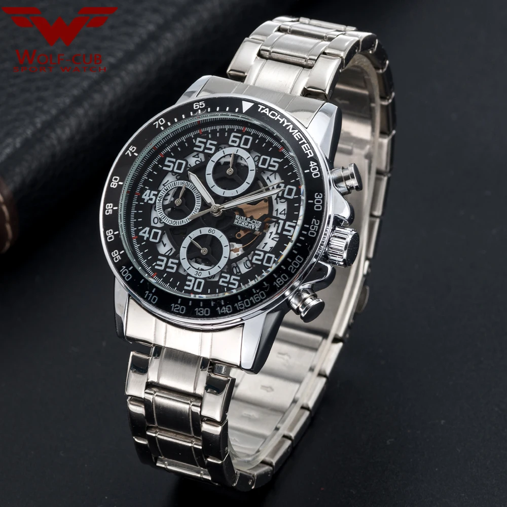 

WOLF-CUB Mens Watches stainless steel Luxury Army Quartz Watch Men Date Sport Clock Men Creative Chronograph Relogio Masculino