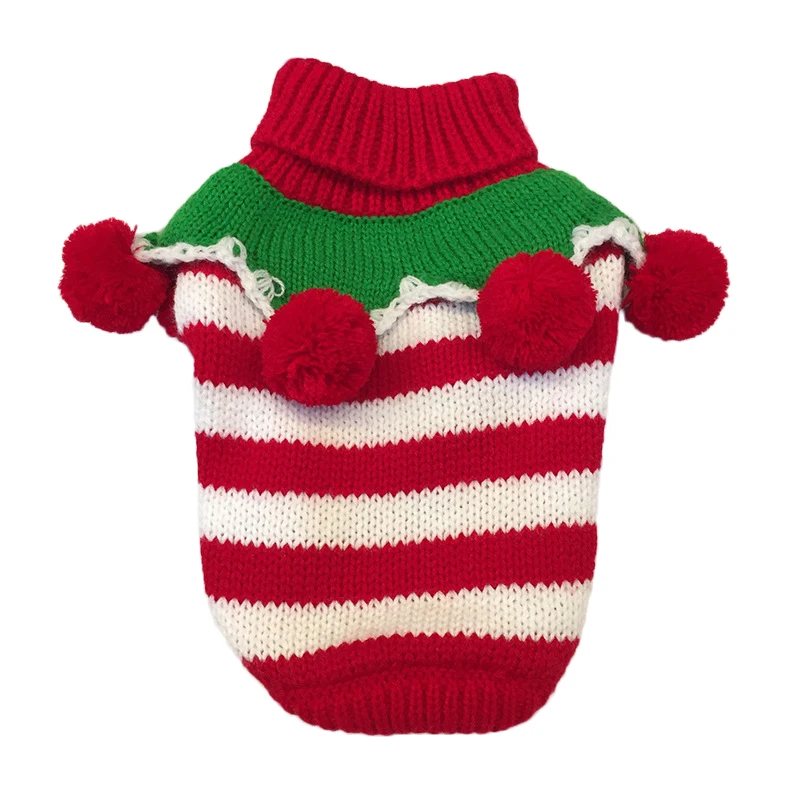 Свитер для собаки костюм в полоску с рождественской тематикой: милый шерстяной