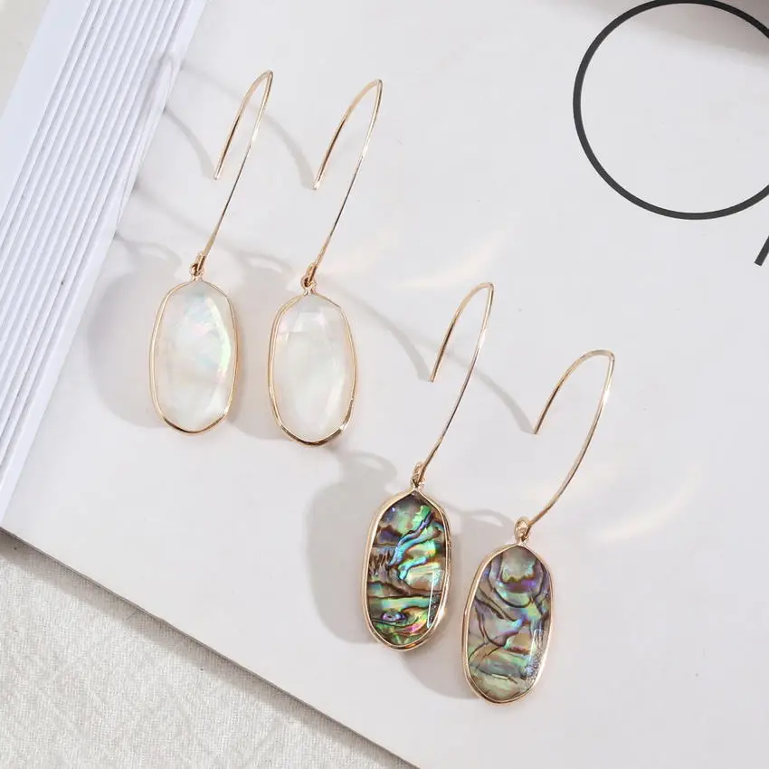 

Free Shipping Petit Faceted Resin Oval Shell Abalone Earrings for Women New Brand Designer Dangle Earrings Jewelry Wholesale