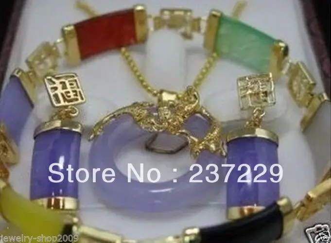 hot sell new - Wholesale price Fast aNew stone pendant necklace earring bracelet set + Chain (A0511) | Украшения и аксессуары
