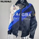 Куртка-бомбер женская демисезонная оверсайз с принтом в стиле хип-хоп, 2021