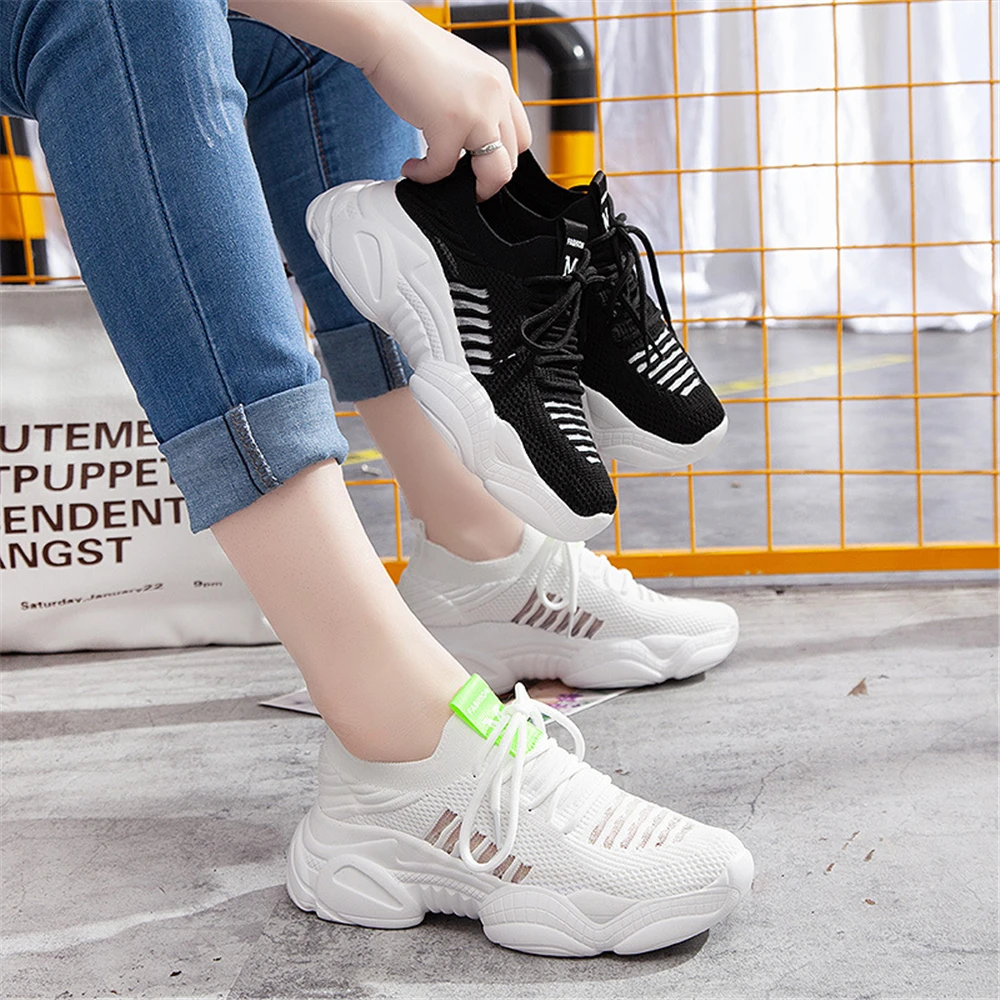 

2021 New White Chunky Platform Running Shoes Women Spring Autumn Fashion Casual Sneakers Breathable Mesh Women's Sports Shoes 40
