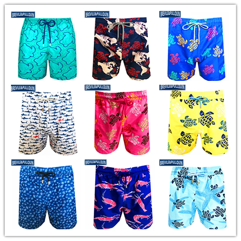 Мужские пляжные шорты для плавания бермуды с принтом черепашек морских звезд